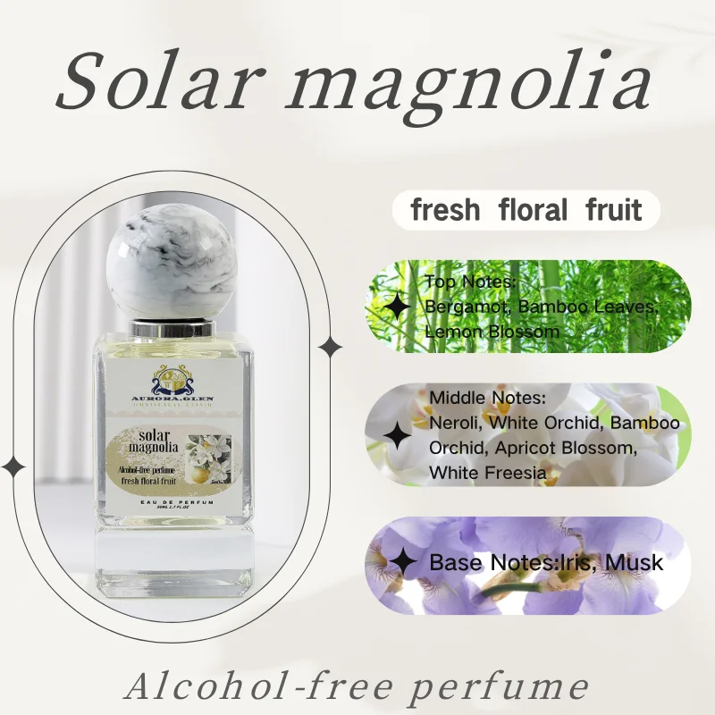 Perfumy damskie Solar Magnolia 50ml Eau de Parfum Bogaty zapach z długotrwałym wydłużeniem się, bezalkoholowe, bezpieczne i niepodrażniające