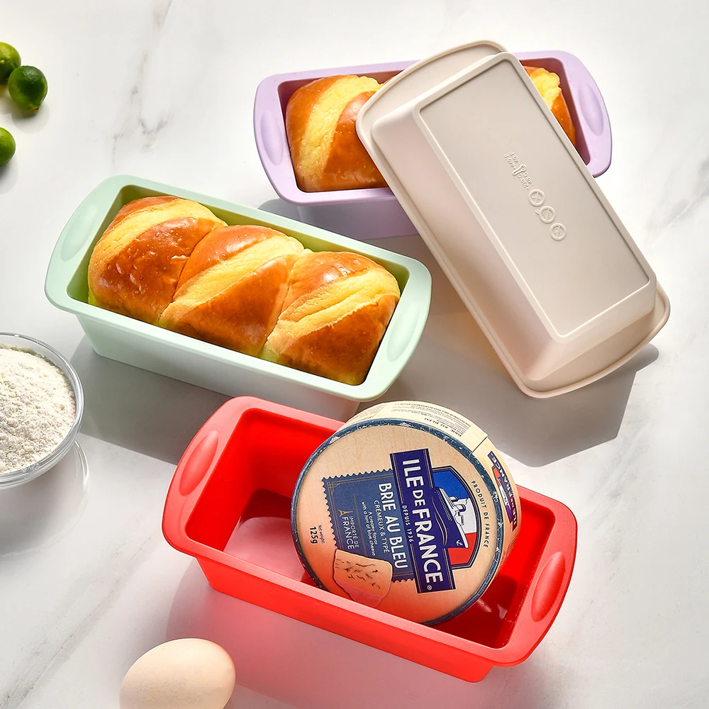 Juego de 2 moldes de silicona para pan tostado, molde rectangular para pastel, molde para pastel de queso, molde para hornear, bandeja para hornear pan