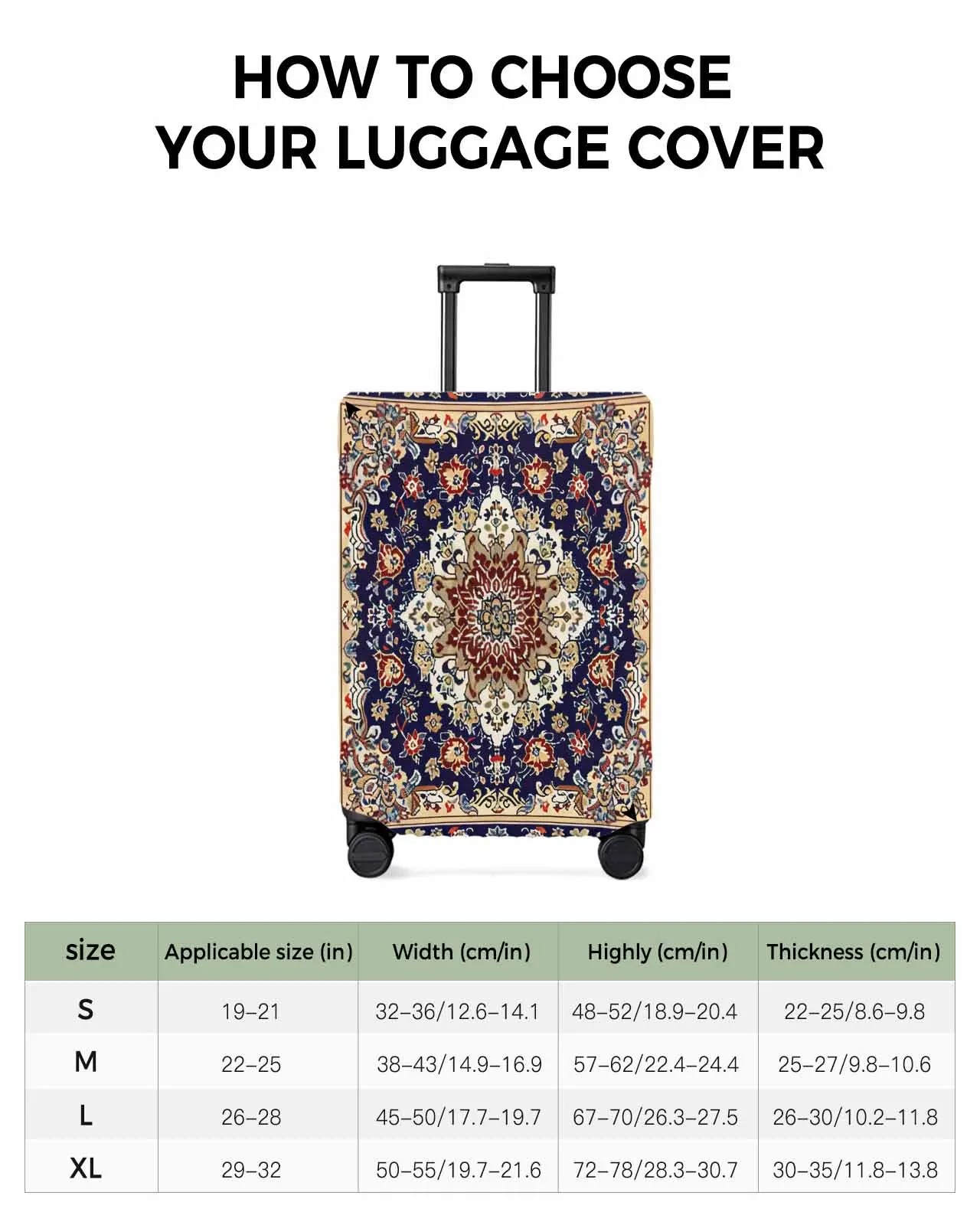 Floral Decorative Carpet Stripes Stretch Suitcase Protector Baggage Dust Case Cover For 18-32 Inch Travel