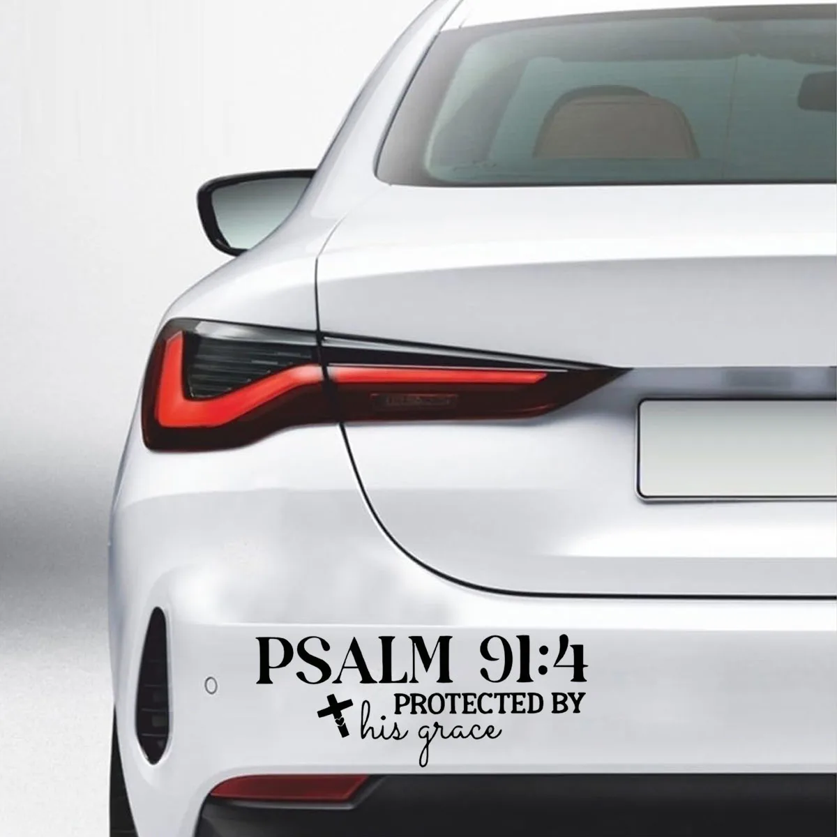 

Psalm 91:4 Christ Cross Stickers——— Grace Theme Art Deco Self Adhesive Vinyl Stickers, Waterproof Car Stickers
