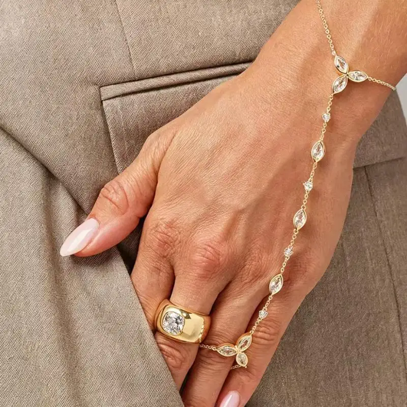 Women Fashion Water Droplet Zircon Bracelet Durable Stainless Steel Finger Style for Graduation Gift Jewelry
