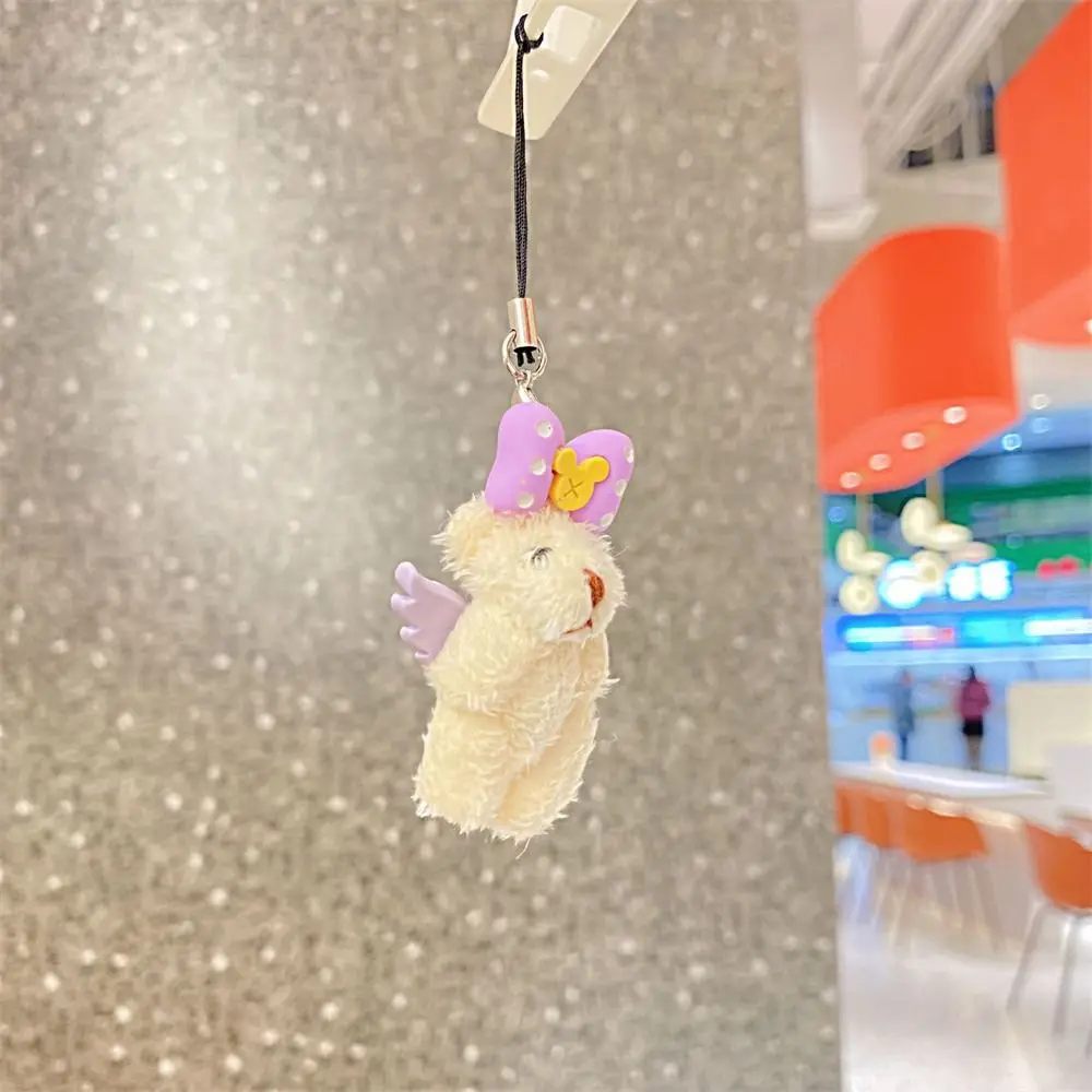 Jewelry Gifts Stuffed Animal Angel Bear Keychain Tiny Bear Plush Doll Plush Phone Chain Mini Phone Charm Phone Lanyard Bag Charm