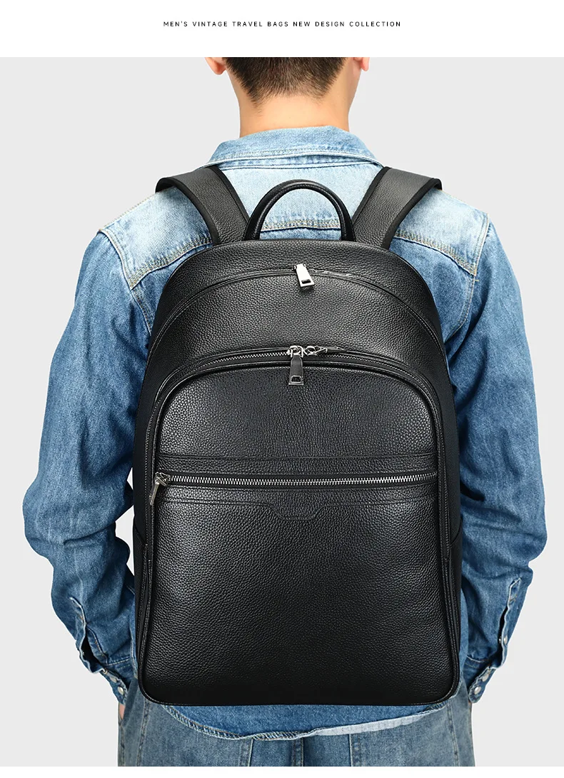 Herren-Business-Rucksack aus echtem Leder mit High-End-Feeling