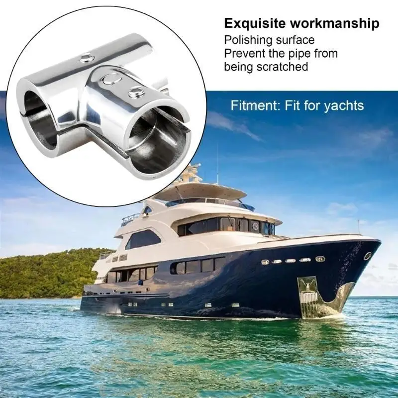31BC Boats Hand Fitting Tees Steel 90 Degree Connector Boat Tubing Fittings Sailboats Handrail Part Quick Installation
