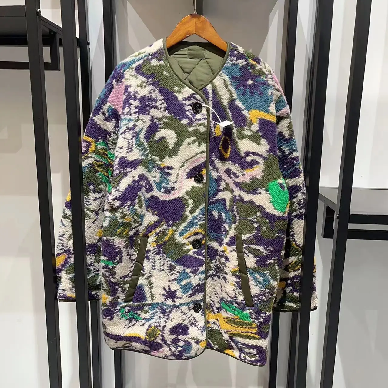 

Женское двустороннее пальто с круглым вырезом и длинными рукавами, свободное шерстяное зимнее теплое пальто