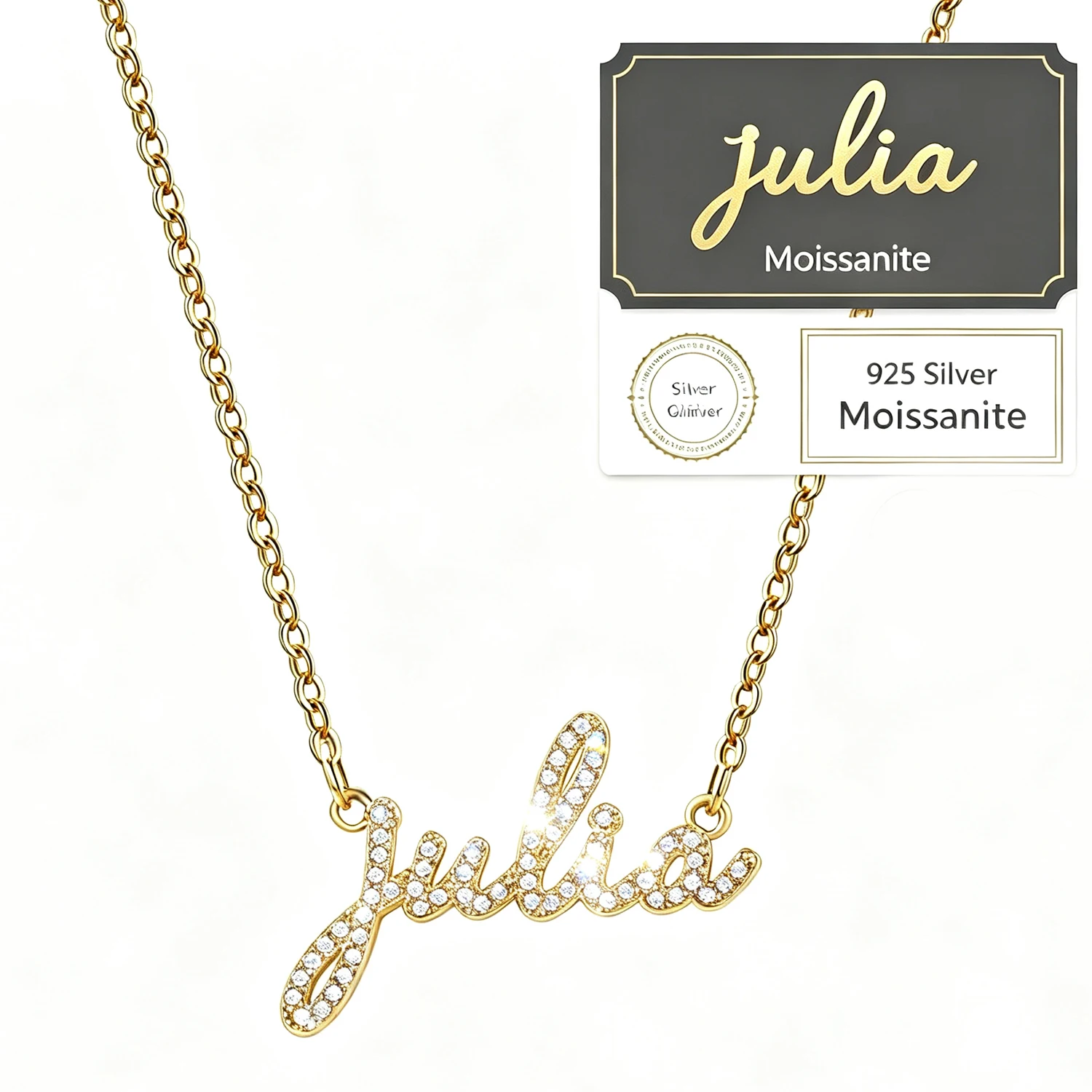 Qitian Customized Names Moissanite Pendant Necklace 925 Silver Personalized Jewelry Moissanite Necklace For Women Birthday Gift