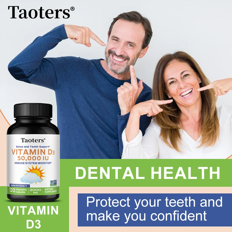 فيتامين د3 عالي الفعالية 50,000 وحدة دولية - يدعم كثافة العظام وصحة الأسنان والجلد وصحة القلب وتعزز وظيفة العضلات الصحية
