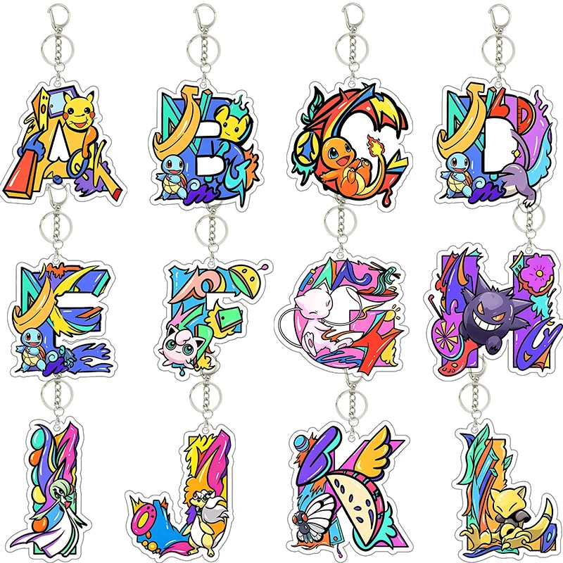 Pocket Monster Acrylic Graffiti Letters Keychain Bag Hanging Chain Girl New Style Decoration Exclusive Customized Exquisite Gift