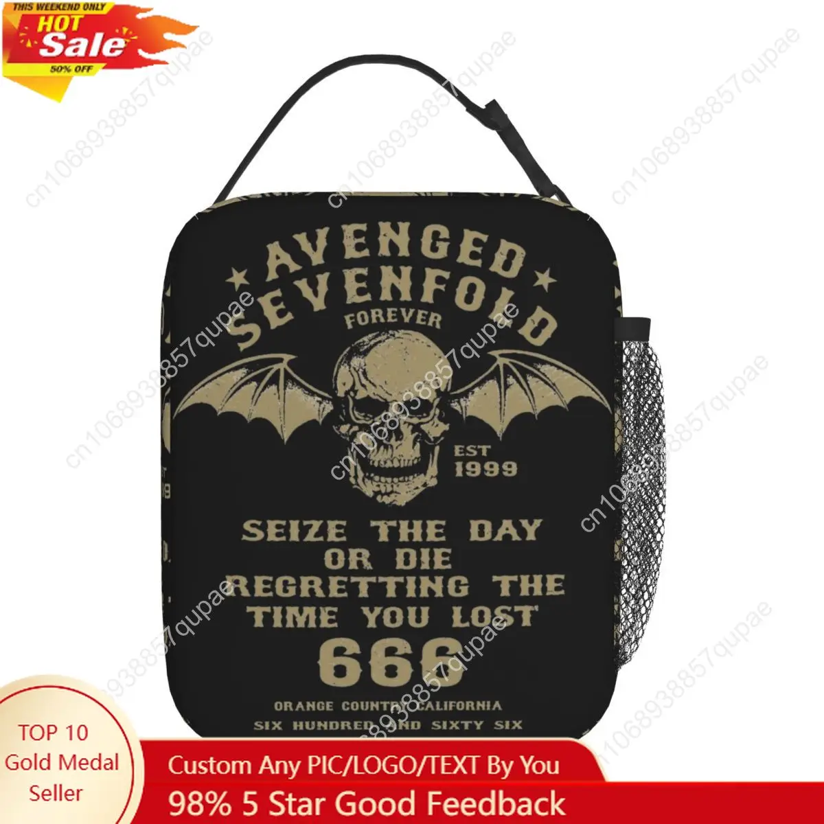 

Avenged Sevenfold Rock Insulated Lunch Bags Cooler Bag Reusable Leakproof Tote Lunch Box Food Handbags College Outdoor