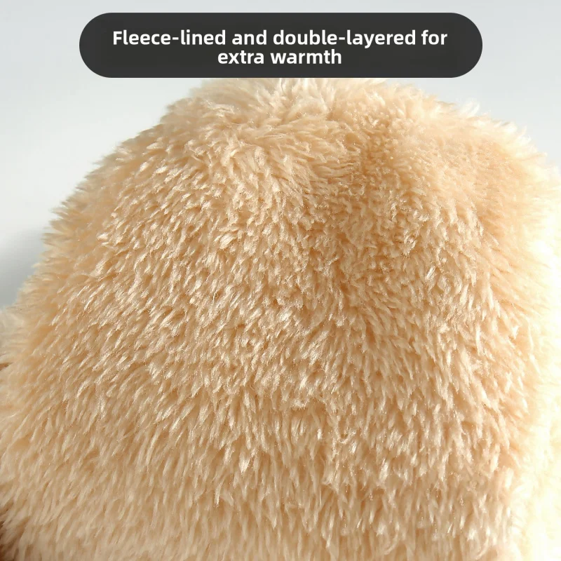New Knitted Gloves Winter Double layer Velvet Thickened Warm Cover Gloves Finger Gloves