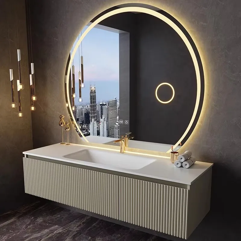 

Luxury Orgnizer Wooden Bathroom Cabinet Sink Mirror Light Space Saver Washroom Cabinet Toilet Storage Mobile Bagno Furniture