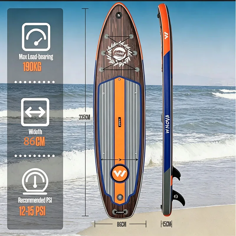 Nowa seria WNOVA 2026, ultralekka dmuchana deska do paddleboardingu, rozmiar deski 335-350 cm, materiał PVC, sporty wodne dla dorosłych, joga, wędkarstwo, podróże, surfing morski, deska do