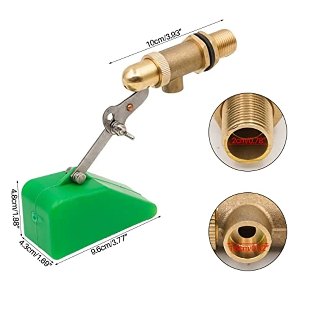 Brass Float Valve 1/2-inch for Water Tank Automation Featuring Adjustable Arm and Stable Operation Varying Water Levels