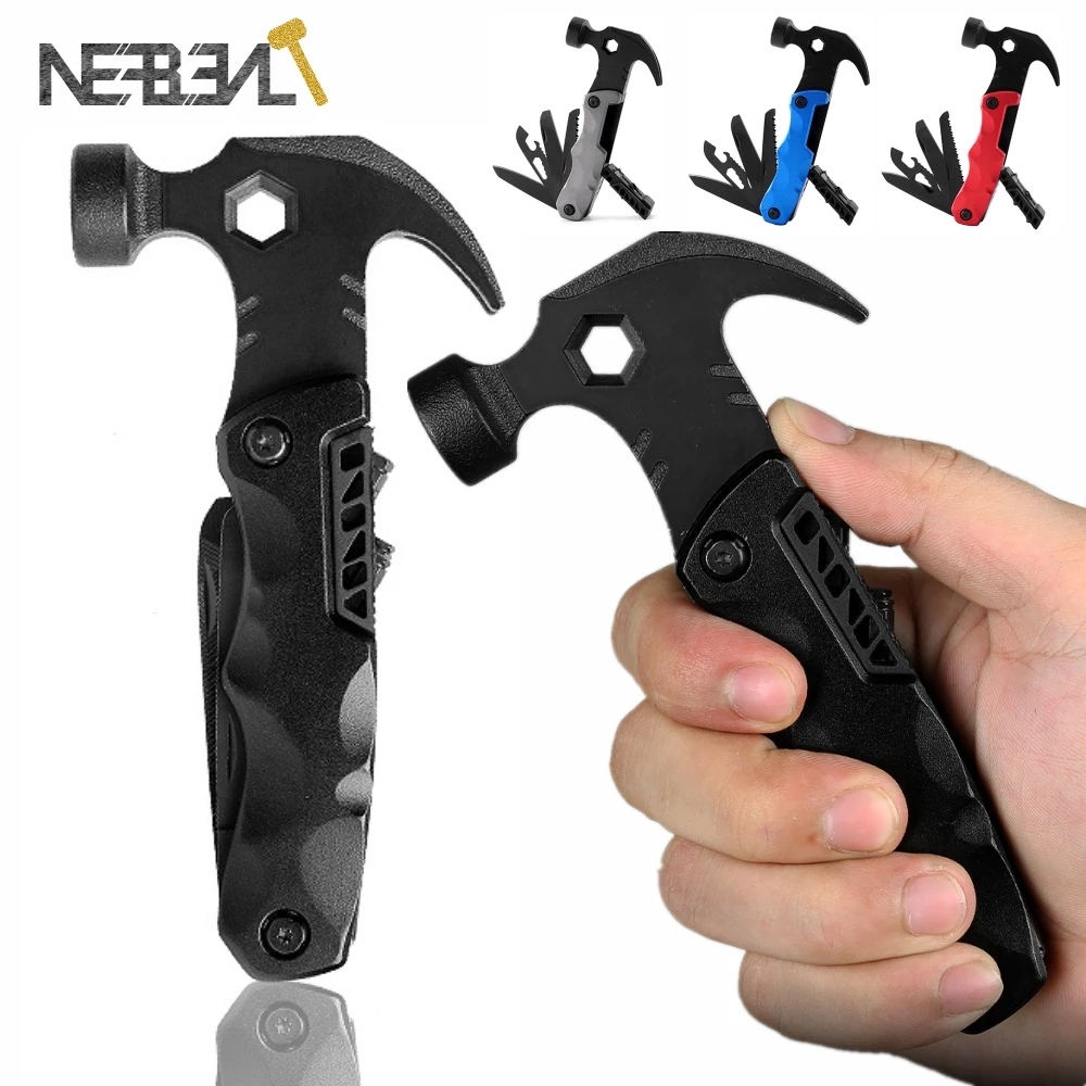 

Многофункциональные инструменты для кемпинга на открытом воздухе, регулируемый гаечный ключ/автомобиль, многофункциональный спасательный молоток, мини-карманы, многофункциональный инструмент