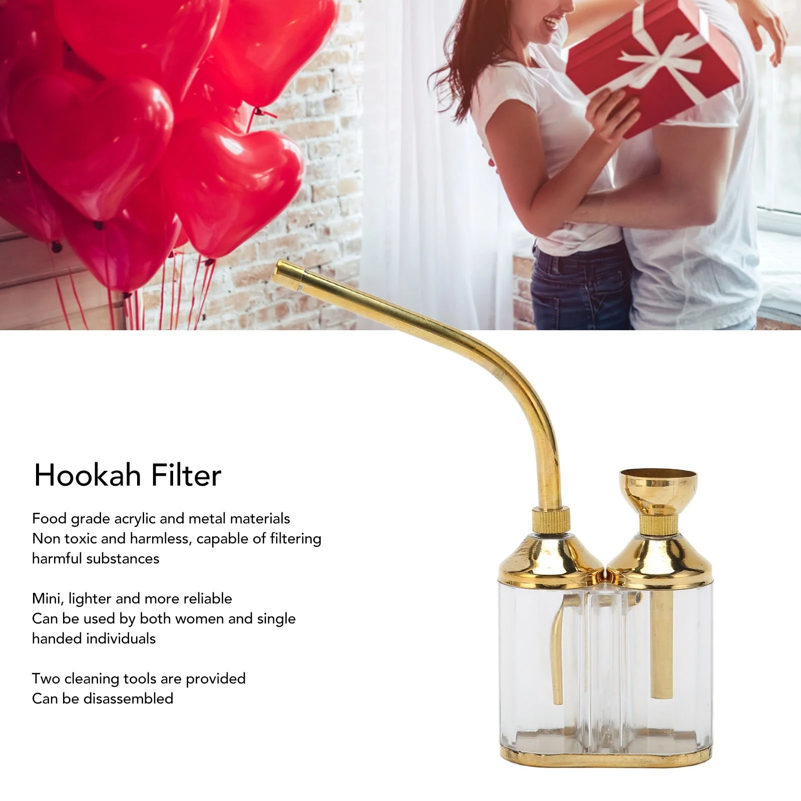 F9 Hookah Filter Mini Light Portable Food Grade Metal Acrylic Detachable Hookah Water Filter