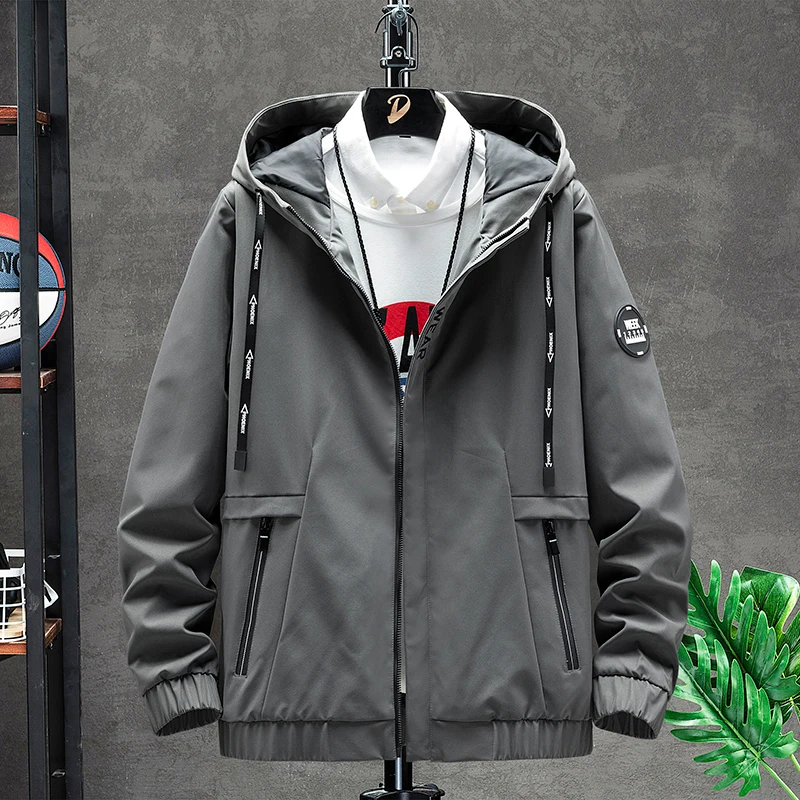 

Men Spring Fall Thin Hoodies Jackets Solid Color Male Windbreaker Men Top 2022 Fashion New Loose Hip Hop Thin Mens Jackets