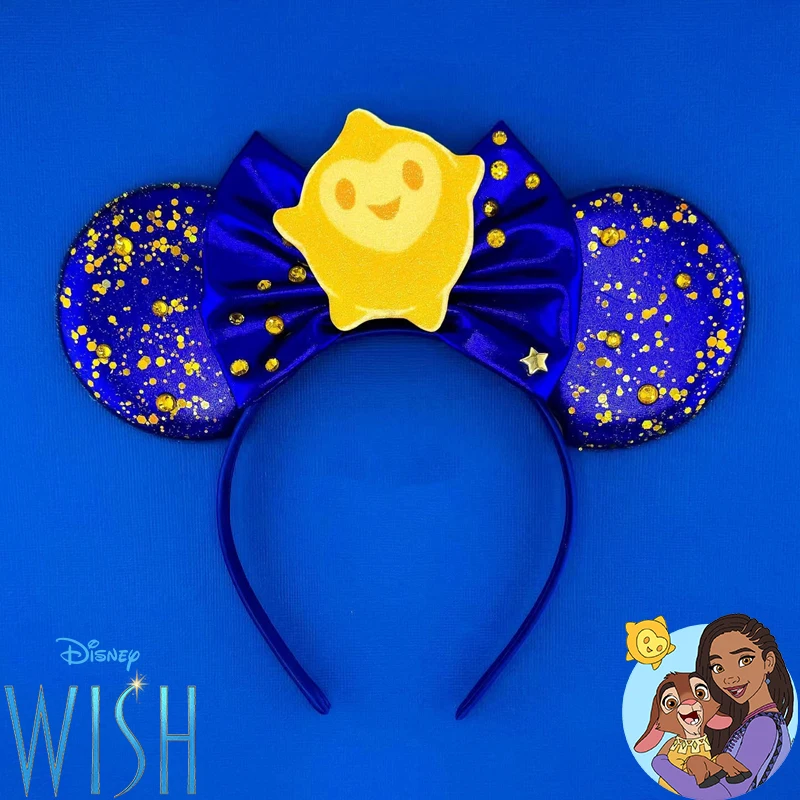 

Disney Anime WISH Hair Accessories for Women Cute Cartoon Star Bow Hairbands Kids Mickey Mouse Ears Head Band For Girls Carnival