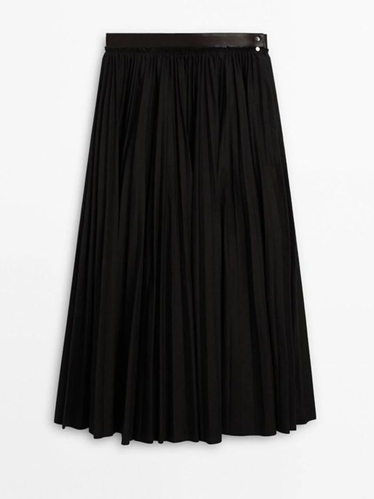 Ele Bla Skórzana i Plisowana Spódnica o Kroju A-Line z Średnim Stanem, Idealna do Pracy, dla Kobiet, Nowość na Jesień i Zimę