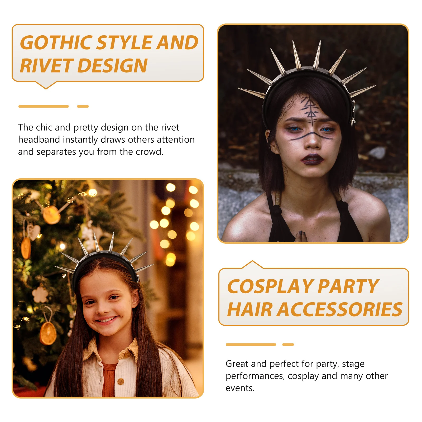

Rivet Headdress Metal Headband Lightweight Durable Party Stage Performance Gift Festival Decorative Prop Rivet Design Headband