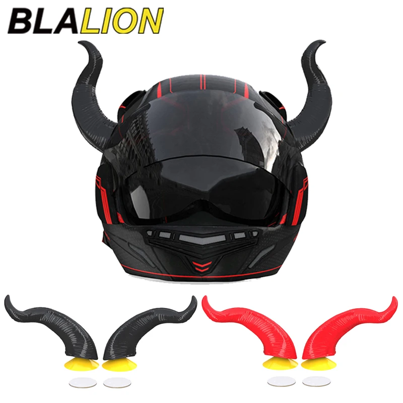 BLALION 2Pcs Motorcycle Helmet Decoration Devil's Horns Style Motorbike Helmet Accessories Stickers Cosplay Styling with Sucker