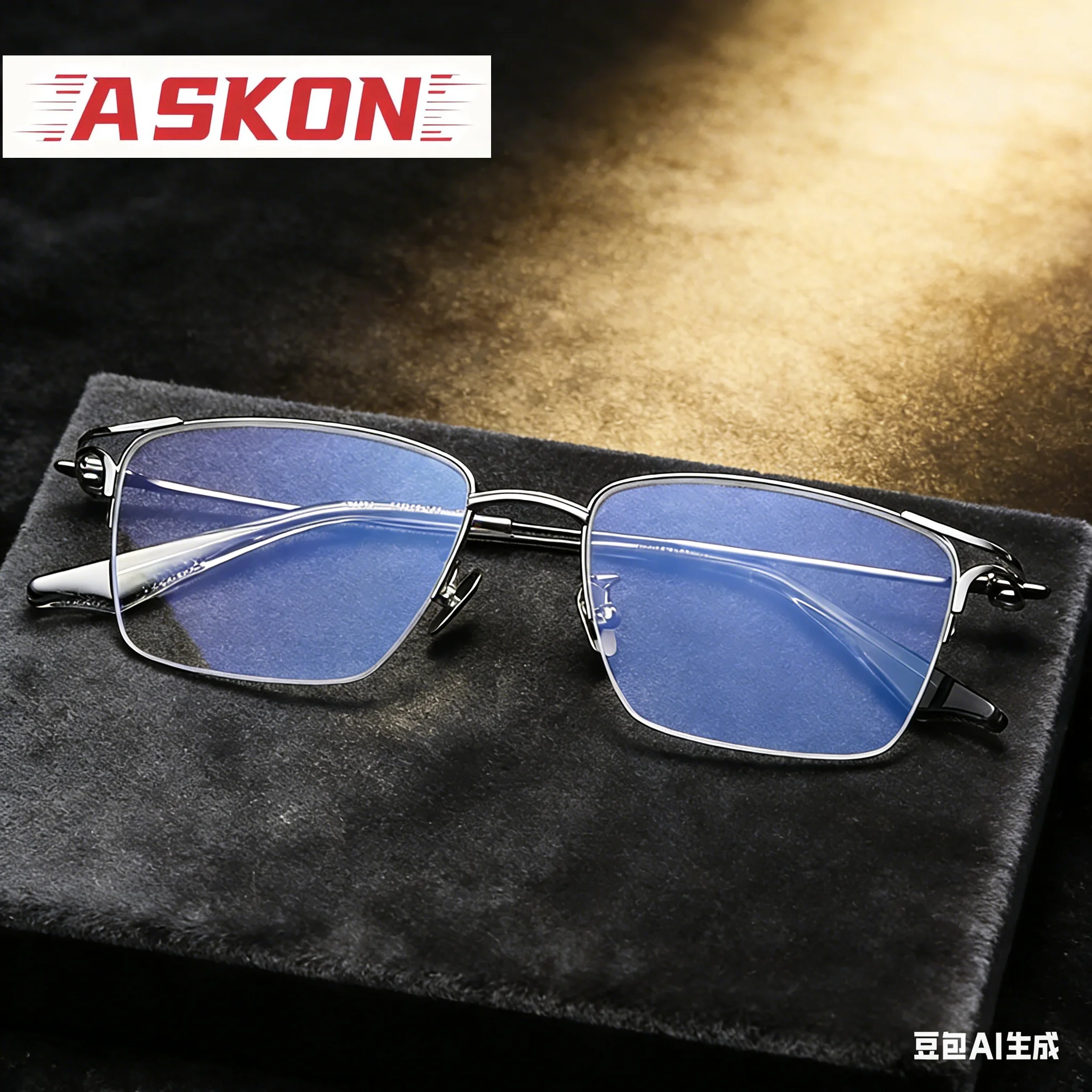 ASKON pure Titanium Glasses Frame Men Square half Eyeglasses frames Women Eyewear spectacles