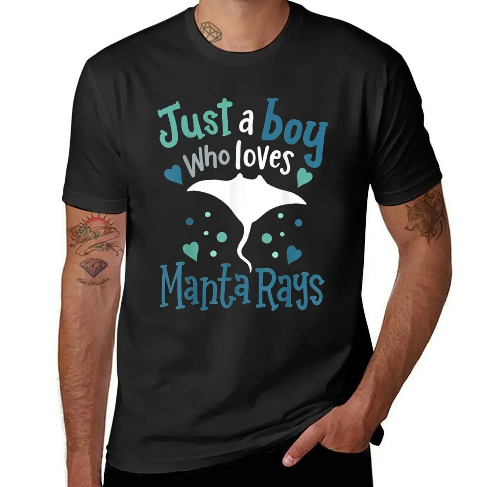 Manta Ray Just A Boy Who Loves Manta Rays Gift T-Shirt cute clothes oversized Men's cotton t-shirt