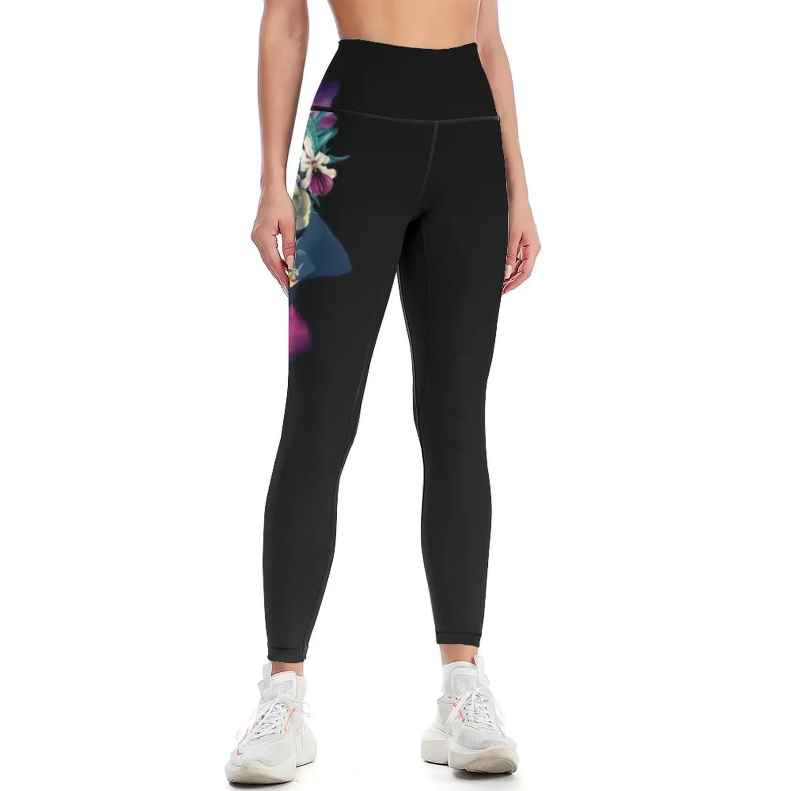 

Floral Skull Blue Leggings jogging pants gym top for physical gym's clothing Womens Leggings