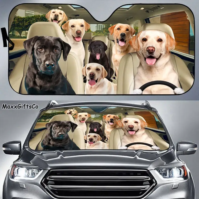 

Labrador Retriever Car Sun Shade, Labrador Retriever Windshield, Dogs Family Sunshade, Dogs Car Accessories, Labrador Retriever