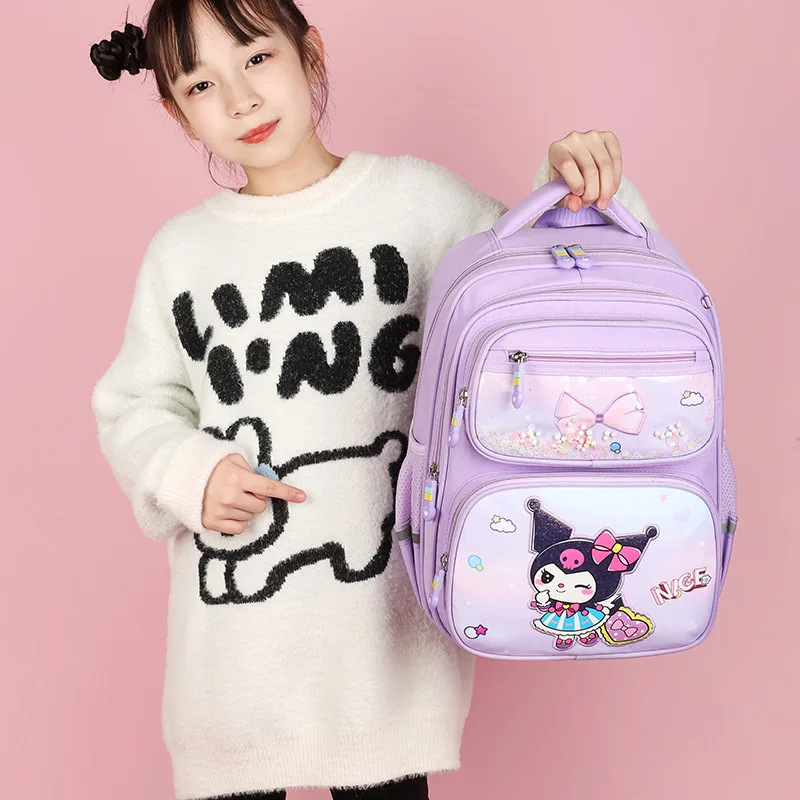 Large Capacity Kindergarten Pupil School Bags Student Backpack Cute Girl Children\'s Kids Sanrio Kuromi Cinnamoroll Melody Kawaii