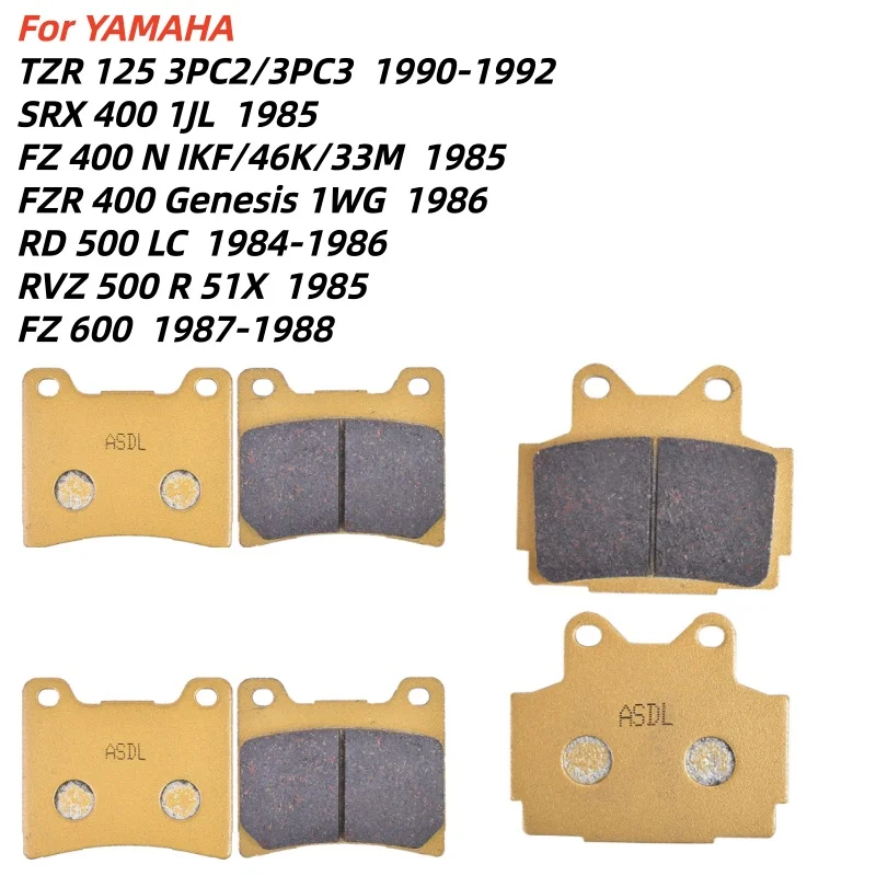 Pastilhas de Freio Dianteiras e Traseiras para Motocicletas YAMAHA TZR125 SRX400 FZ400 FZR400 RD500 RVZ500 FZ600 TZR 125 SRX FZR FZ 400 600 RD RVZ 500