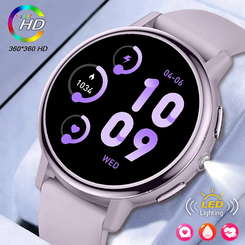 

LIGE Lady Fashion Smart Watch 1.26" HD Heart Rate Women's Health Bluetooth Voice Call Waterproof Flashlight Smartwatch New 2026
