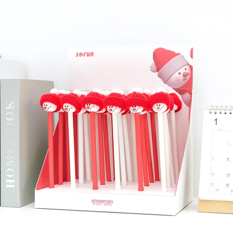 

24 шт. милый снеговик улыбка лицо черная пластиковая гелевая ручка студенческие офисные канцелярские принадлежности Kawaii школьные принадлежности