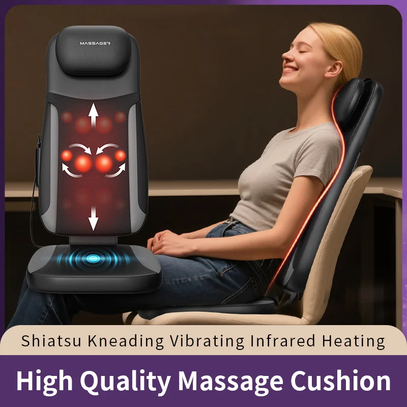 Multifunctioneel zitkussen voor thuismassage, elektrisch warm kompres voor het hele lichaam, schouder- en nekkneden, rug- en taillemassageapparaat