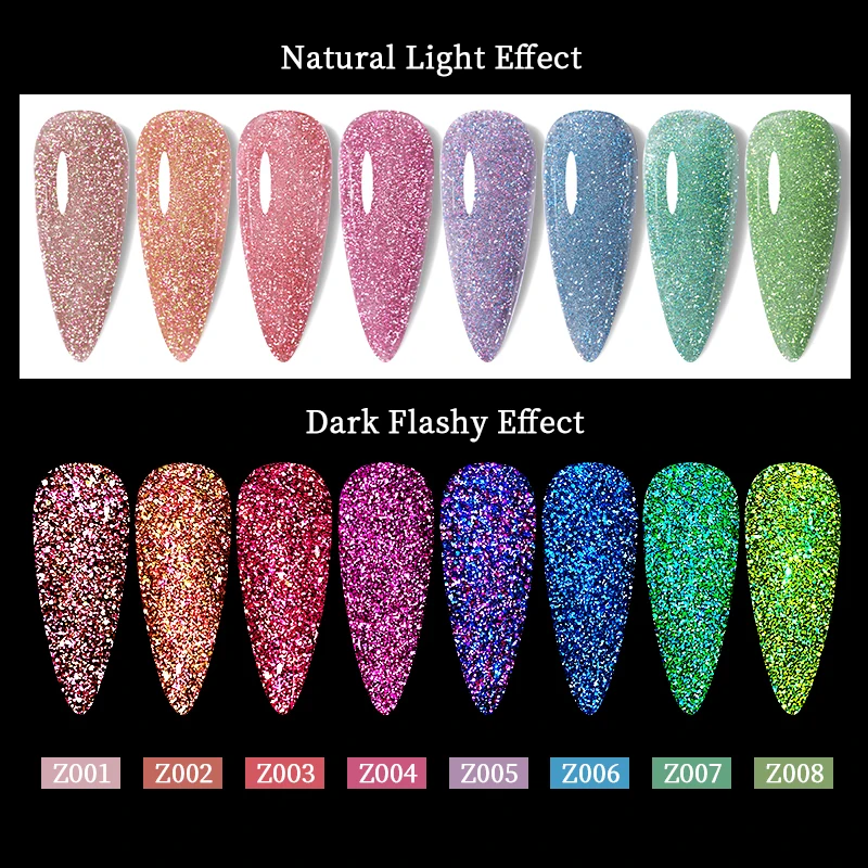 UR SUGAR 7ml Pink Reflective Gel Nail Polish Purple Red Glitter Flash Gel Semi permanent Soak Off UV LED Nail Art Varnish