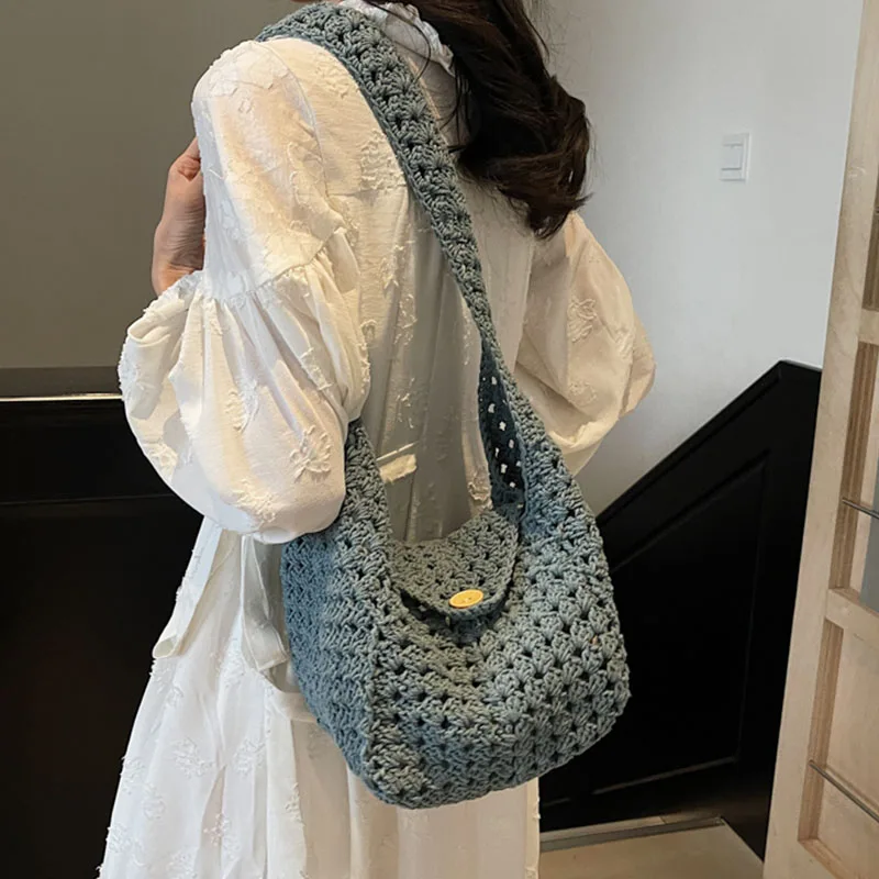 

Underarm Bag Women's Korean Fashion Woven Bag 2025 Spring and Summer New Minority Simple Casual Straw Shoulder Bag