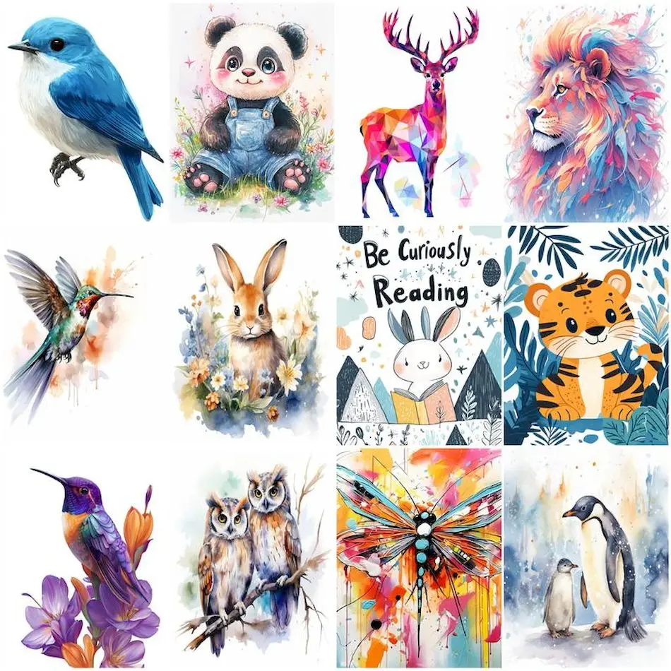 

RUOPOTY Simple Painting By Numbers Animals Framed Wall Art Modern Arts Crafts Picture Drawing Coloring By Numbers Kit Home Decor