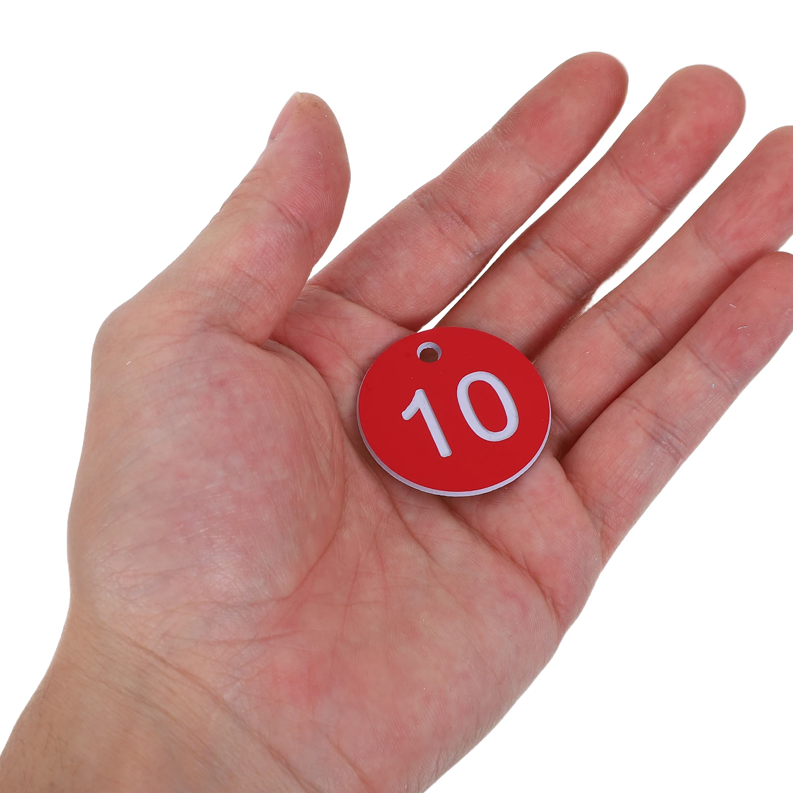 

50Pcs Round Number Tags Red Plastic Key Labels Engraved Reusable Id Tags for Hotel Garage Office Home Dormitory