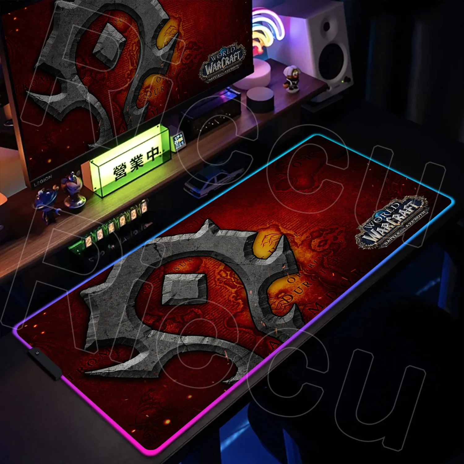 

World Of Warcraft RGB игровой коврик для мыши компьютерный геймер светодиодный светящийся коврик для клавиатуры украшение для рабочего стола WOW настольный коврик с подсветкой