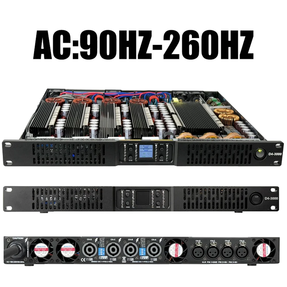 Paulkitson PD43000 4x3000W 8Ω Professional Digital Power Amplifier 4 Channel Amplifier Line Array Speaker  DJ Subwoofer Amp