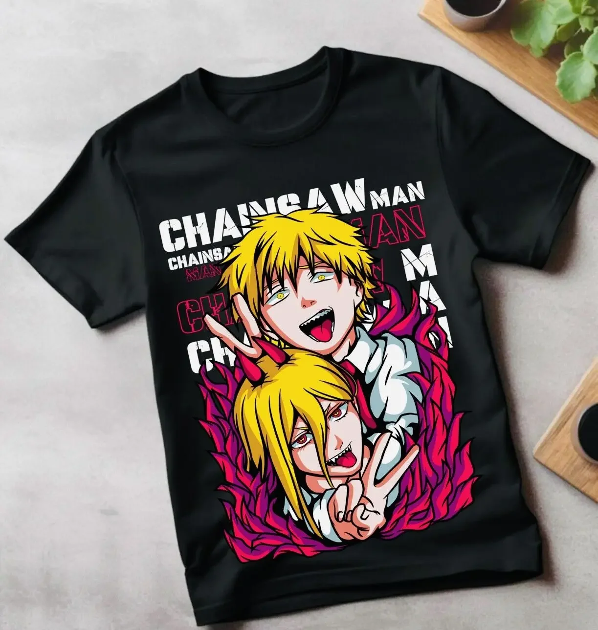 Nayuta T-shirt Chainsaw Man Denji Makima Denji Anime Manga Black Shirt All Size