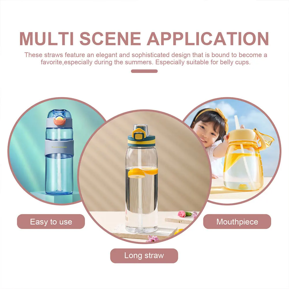 

6Sets Water Cup Straw Reusable Silicone Detachable Washable Multi-Function Water Bottle Straw Household Sport Camping Drink