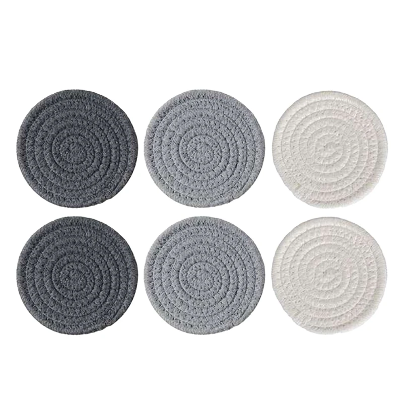 

6 Packs Round Coasters For Drinks,Vintage Woven Coaster Set For Table Protection,Fabric Coasters Heat-Resistant