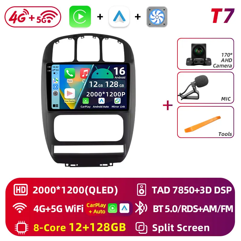 Android 16 wifi + 4G Carplay Autoradio Voor Dodge Caravan 4 Voor Chrysler Grand Voyager RS 2000-2012 navigatie GPS Stereo Multimedia