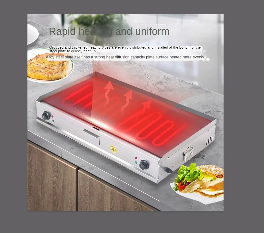Commercial electric griddle,scallion pancake teppanyaki machine,teppanyaki deep fryer all-in-one machine,teppanyaki squid machin