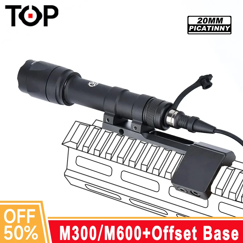 WADSN Tactical M600C M300A Flashlight M600 Scout Light Offset Adaptive Mount Hunting Led Lamp Thornta Base For 20mm Picatinny