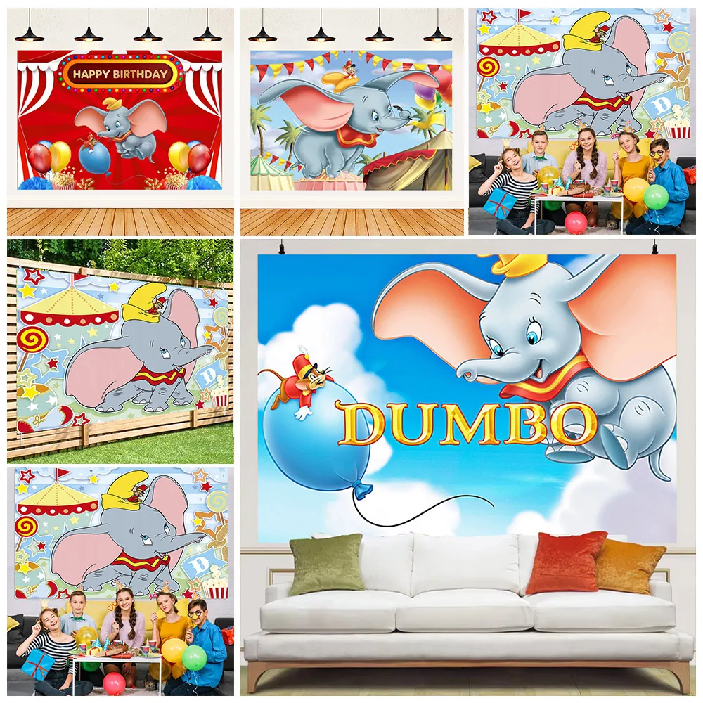 Dumbo Theme Circus Carnival Stage Blue Elephant Boys Birthday Party Decor Baby Shower Photo Booth Photo Photography Background