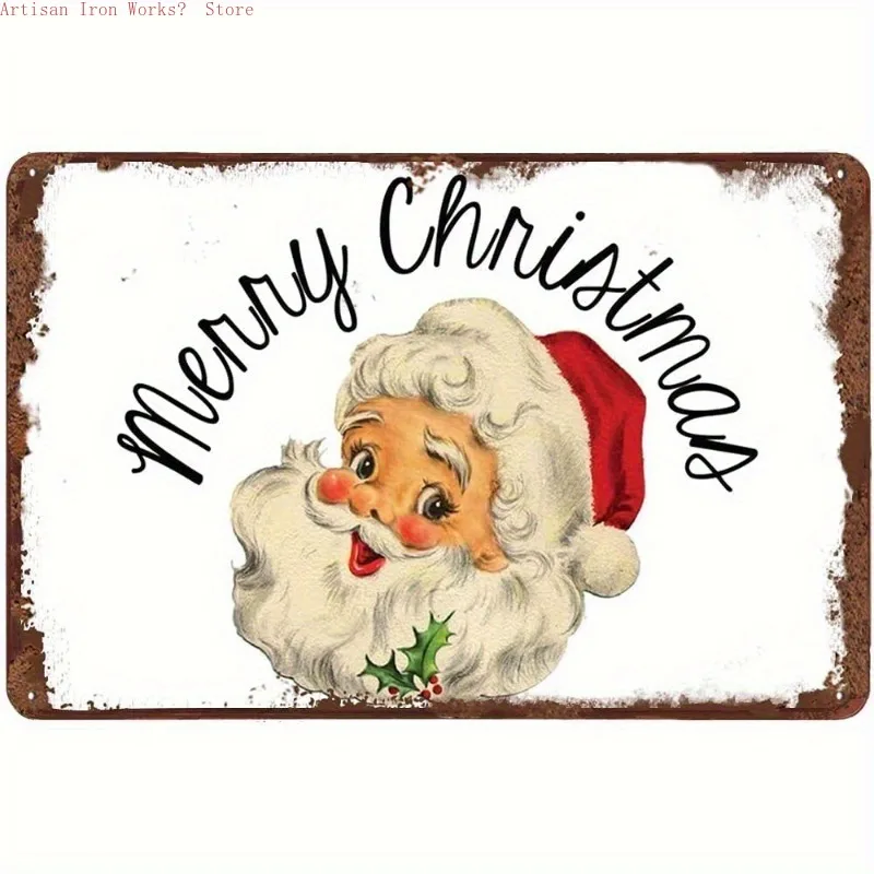 6 шт., железная рождественская ретро жестяная вывеска, настенное искусство, металлический декор ручной работы для дома, бара, офиса, винтажный индустриальный стиль