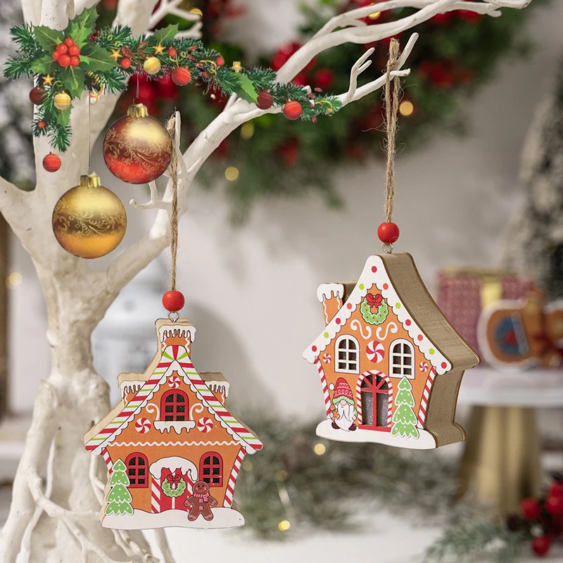 Christmas Tree Decorations Gingerbread People And House Pendants Holiday Scene Layout Diy Decorating Christmas Party Decoration