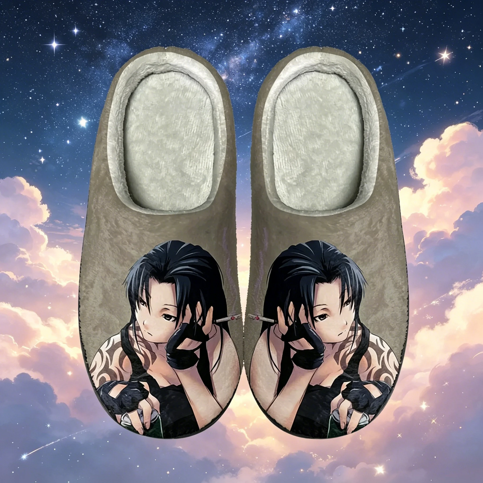 

Anime Black Lagoon Home Slippers Soft Plush Non-Slip Sole Comfortable and Warm Casual Household Slippers