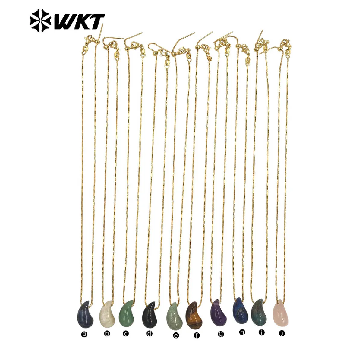 

WT-N1483 WKT оптовая продажа, новый дизайн, ожерелье из натурального драгоценного камня с золотым цветом, крошечная цепочка в форме капли воды, женские украшения на день рождения
